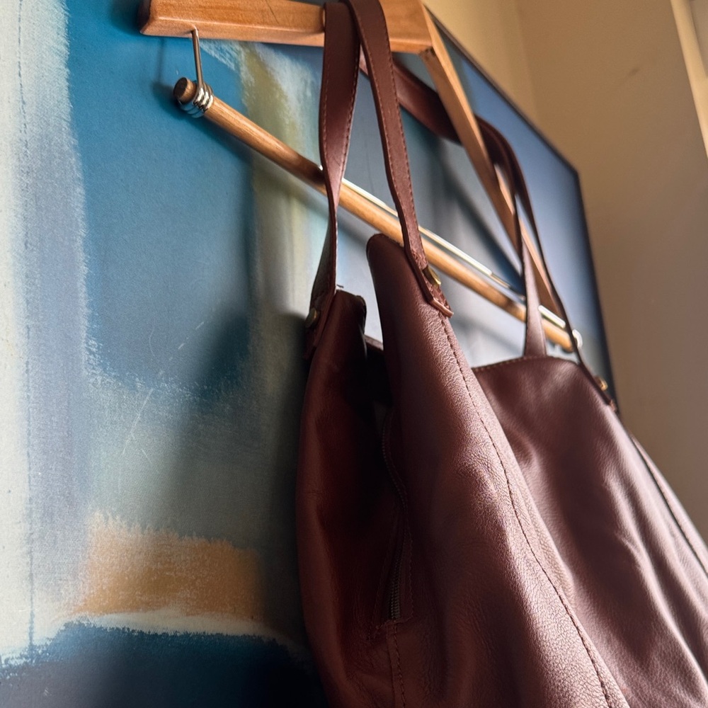 American Leather Liberty Shopper Tan Shoulder Bag - Picture 5 of 16